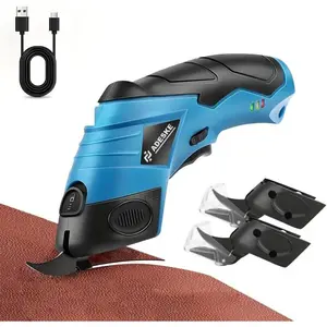 Cordless Electric Scissors for Cardboard - Electric Cardboard Cutter with Spare Sheader for Cutting Fabric, Carpet, Leather, Paper, Plants, Rechargeable Power Sheader Box Cutter, Blue and Black