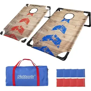 Portable PVC Framed Cornhole Game Set With 2 Collapsible Cornhole Boards, 8 Bean Bags And Carrying Case, Waterproof Mini Cornhole Set, Outdoor Indoor Yard Toss Games For Family (3 X 2-Feet)