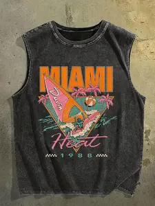 Men's Graphic Letter Print Vest, Tank Tops, Casual Fitted Long Sleeve, Fashion Streetwear, Comfortable Daily Wear, Sporty Style