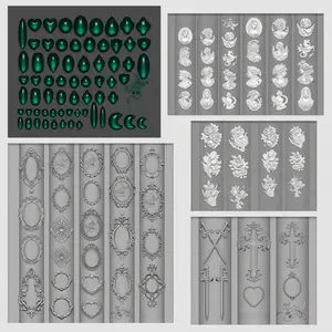 Vintage Gem Frame Roman Figure Baroque Shell Carving Floral 3D Nail Art Decoration Transparent Silicone Mold Nail Tips