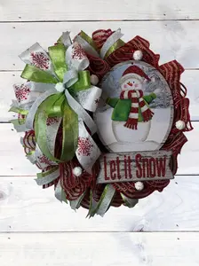 Red-and-Green-Snowman-Mesh-Wreath-Let-It-Snow-Christmas-Door-Decor-Holiday-Winter-Wreath