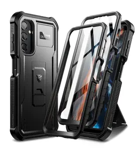 Dexnor for Samsung Galaxy A25-5G Phone Case, Samsung A24 case [2 Front Frame] [Built-in Screen Protector & Kickstand] Heavy Duty Military Grade Protection Shockproof Case, 6.5 inch