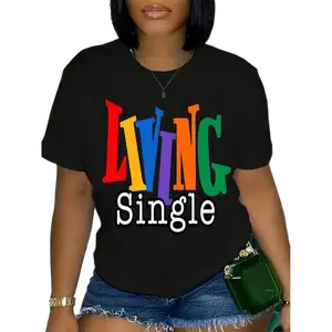 SageSprint Living Single Graphic Cotton T-Shirt - Bright Colored Lettering