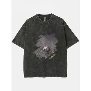 Tame Impala Currents men's front print, spring and summer tie-dye T-shirt, high-quality wax print pure cotton vintage short-sleeve shirt, round-neck, dropped shoulder sleeves, has a certain thickness, suitable for home