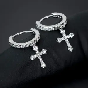 Valentine's Day Vintage Cross Earrings Cz Paved Cross Stud Earrings Cross Crucifix Earrings Silver Cross Drop Earrings Jewelry for Women