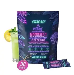 Yesnap MOCKTALE-1 Metabolic Support with Berberine & Akkermansia, Chormium, Cylon Cinamon, Apple Cider Vinegar 30 Packets - Lemon Mint Flavor Non-Alcoholic Cocktail | Powdered Supplement Drink Mix