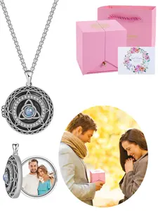 Musei Celtic locket necklace, opens to hold small photos, comes with a rose-colored gift box, a perfect gift for loved ones and family