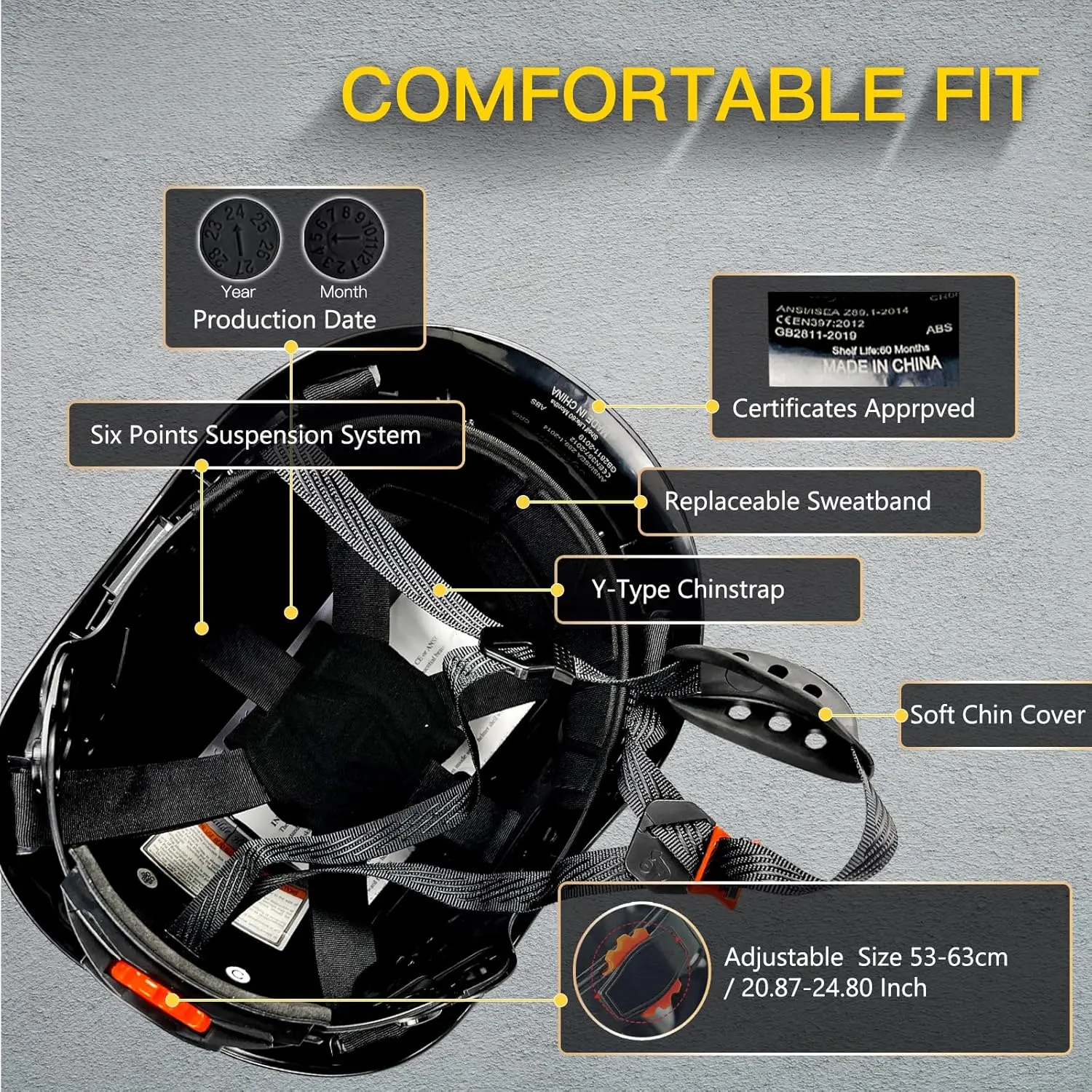 Vented Hard Hat with Visor and Bluetooth Ear Muffs, SNR 26dB Hearing Protection, Adjustable Suspension, Construction Safety Head Gear Vented Hard Hat with Visor and Bluetooth Ear Muffs, SNR 26dB Hearing Protection, Adjustable Suspension, Construction Safety Head Gear