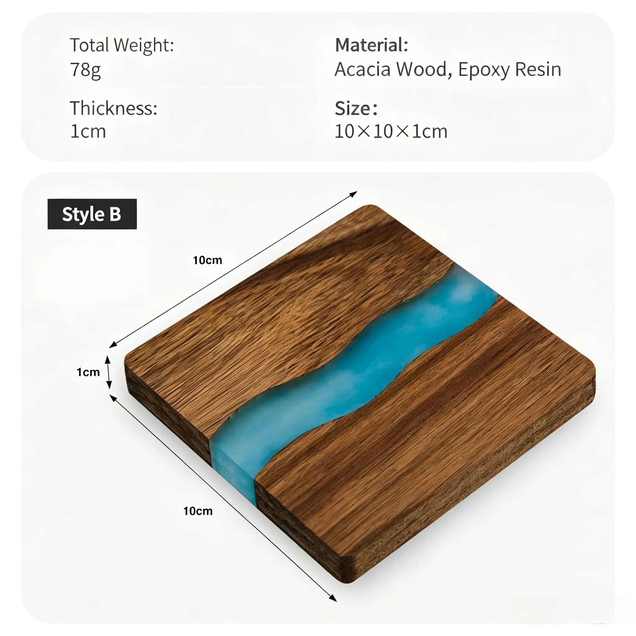 Wood Epoxy Resin River Coaster Set, Square Walnut Drink Mats With Tree Cutout Design, Handmade Heat Resistant Table Protector Coasters For Coffee Tea Mugs, Modern Minimalist Kitchen Home Decor Gift