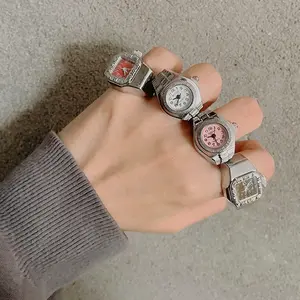 Vintage Punk Elastic Stretchy Quartz Watch for Finger Rings Women Men Hip Hop Cool Finger Colorful Watches Ring Watch Jewelry