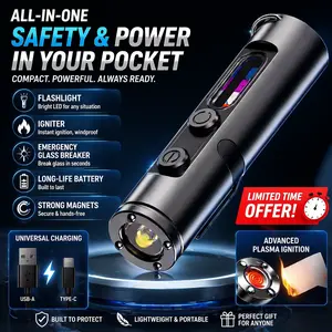 Pocket-sized rechargeable EDC multi-functional flashlight: 500 lumens mini keychain flashlight with window breaker and three-color side lights, perfect for camping and everyday carry.