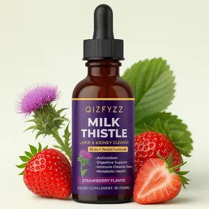 Milk Thistle Extract Liquid Drops, 35-in-1 Liver Cleanse Detox & Repair, Kidney & Bladder Support with Artichoke & Dandelion, Urinary Tract Health, Vegan & Non-GMO, Strawberry Flavor, 2 FL OZ