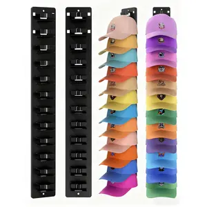 Wall Mounted Hat Rack, 12 Caps Capacity Space Saving Organizer with Anti-Fall & Shape Protection, Easy Install Adjustable Vertical Display Shelf for Home Closet Storage & Room Decor
