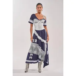 BOX SUITE LACE JERSEY MAXI DRESS