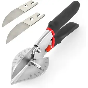 Multi Angle Miter Shear Cutter Hand Tools,45-135 Degree Adjustable Angle Scissors Trim Shears Tools for Vinyl Wood Molding Trim, 2 Extra Spare Blades Included Hardware Cutting