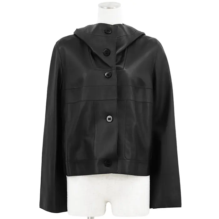 Pre-owned HERMÈS Lambskin Small Leather Goods Hermes Festival Hooded Jacket
