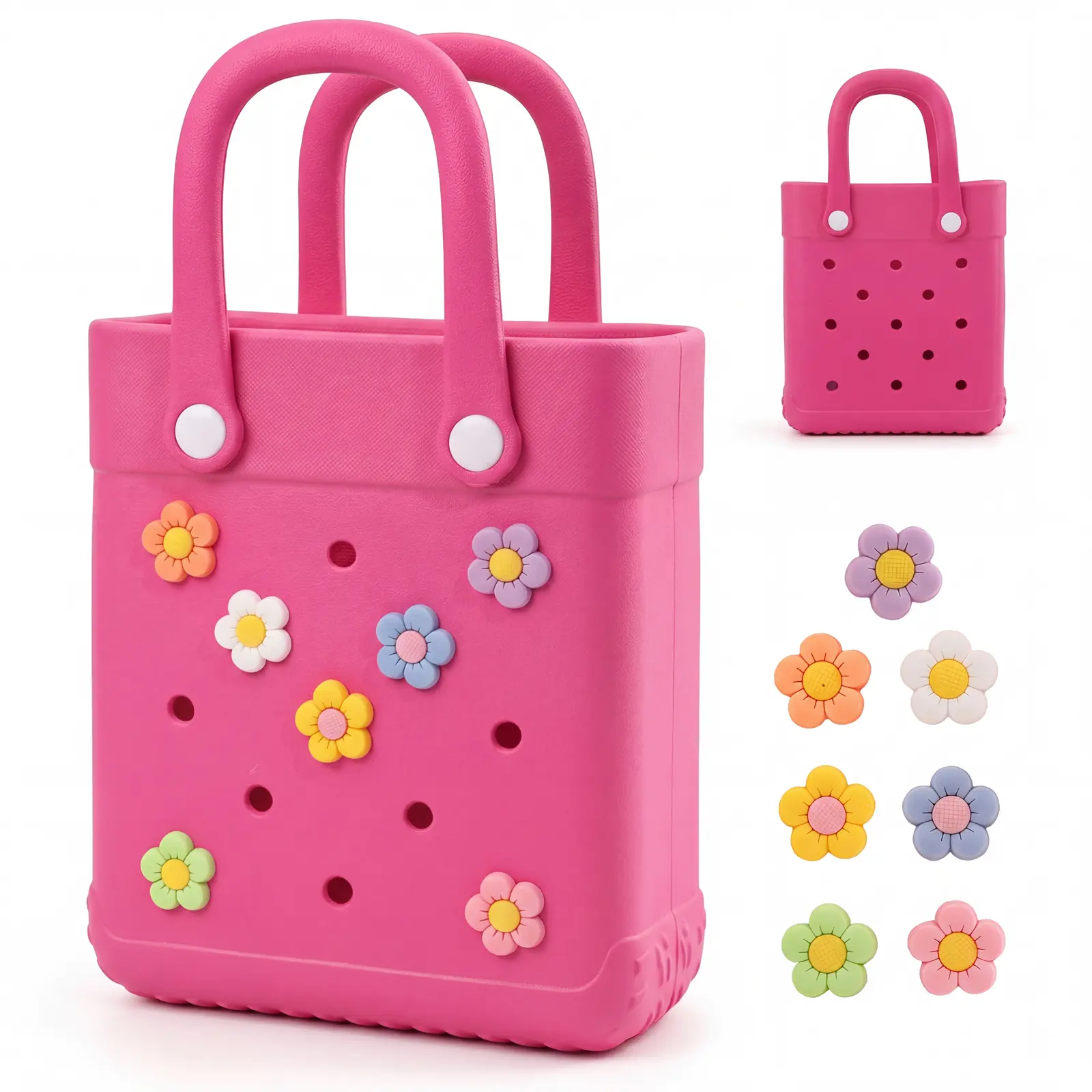 Mini  Beach Bag with Cute Charms Bitty Tote  for Kids & Women, Cute Pool Party Handbag Micro Bag Sweetly Bag