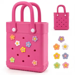 Mini  Beach Bag with Cute Charms Bitty Tote  for Kids & Women, Cute Pool Party Handbag