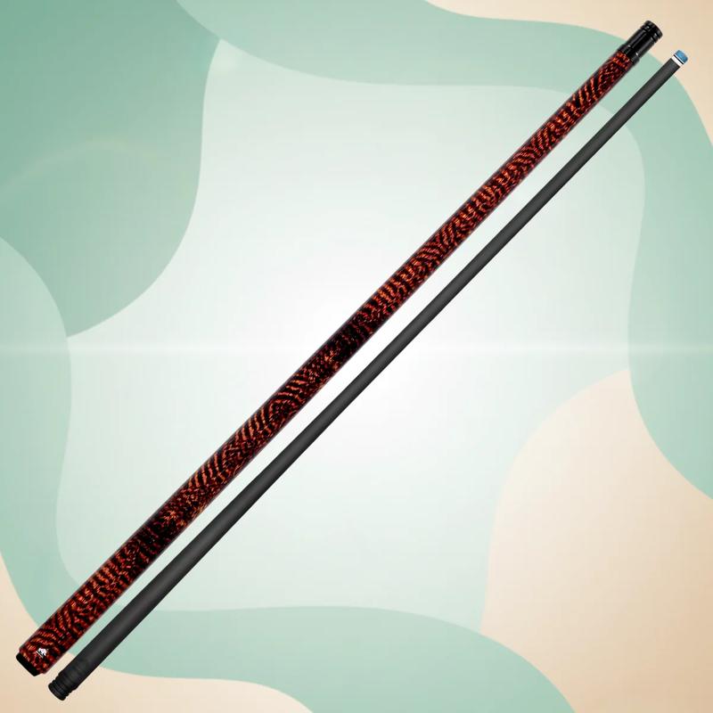 Rhino RETRO Snakewood-Inspired Wrapless Carbon Fiber Pool Cue with Time Crystal Tip, Pro Taper Shaft, Stainless 3/8-8 Joint, Weight-Adjustable