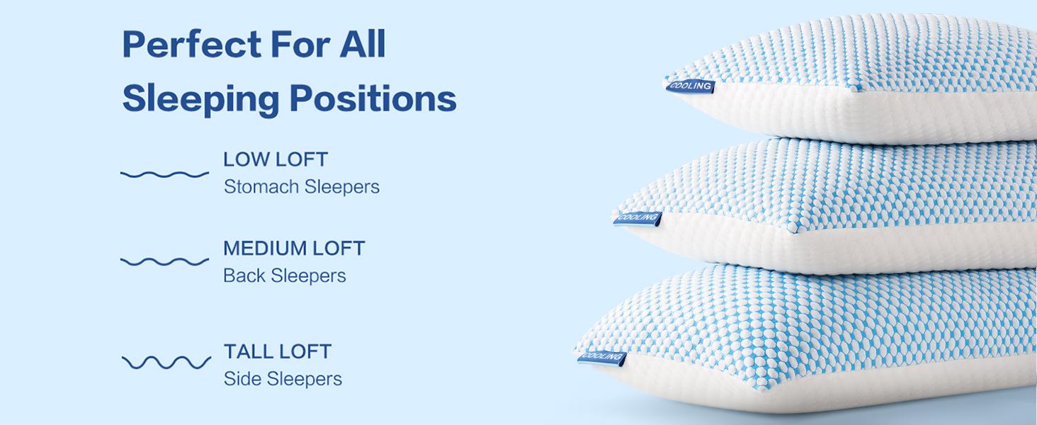 EASELAND Cooling Bed Pillows for Side Back Stomach Sleepers, Removable Cooling Cover for Hot Sleepers, Adjustable  Shredded Memory Foam, Mother's Day Gifts, Bedroom Decor