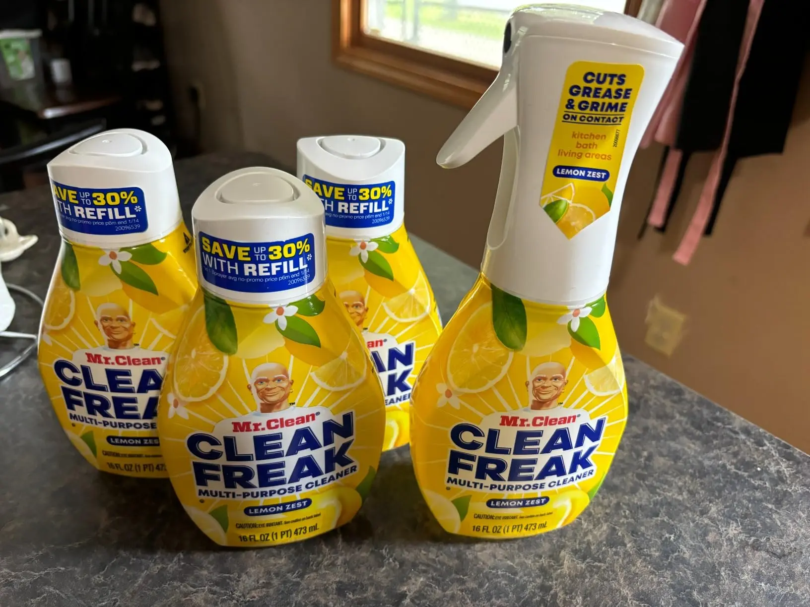 Clean Freak Multi Surface Cleaning Spray, Deep Cleaning Mist Starter Kit and Refill Bundle, Lemon Zest Scent, 64 fl oz
