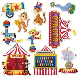 40 PCS Carnival Circus Cutouts - Juggling Tent Cut-Outs for Circus Party Decorations, Birthday Party Supplies