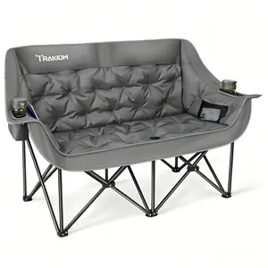 SummerWins | Portable Outdoor Camping Loveseat Chair with Cup Holders & Lumbar Support