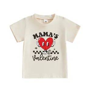 TheFound Baby Boy Girl Valentines Day Outfit Letters Heart Graphic Tee Shirts Tops Toddler Boy Valentines Day Shirt