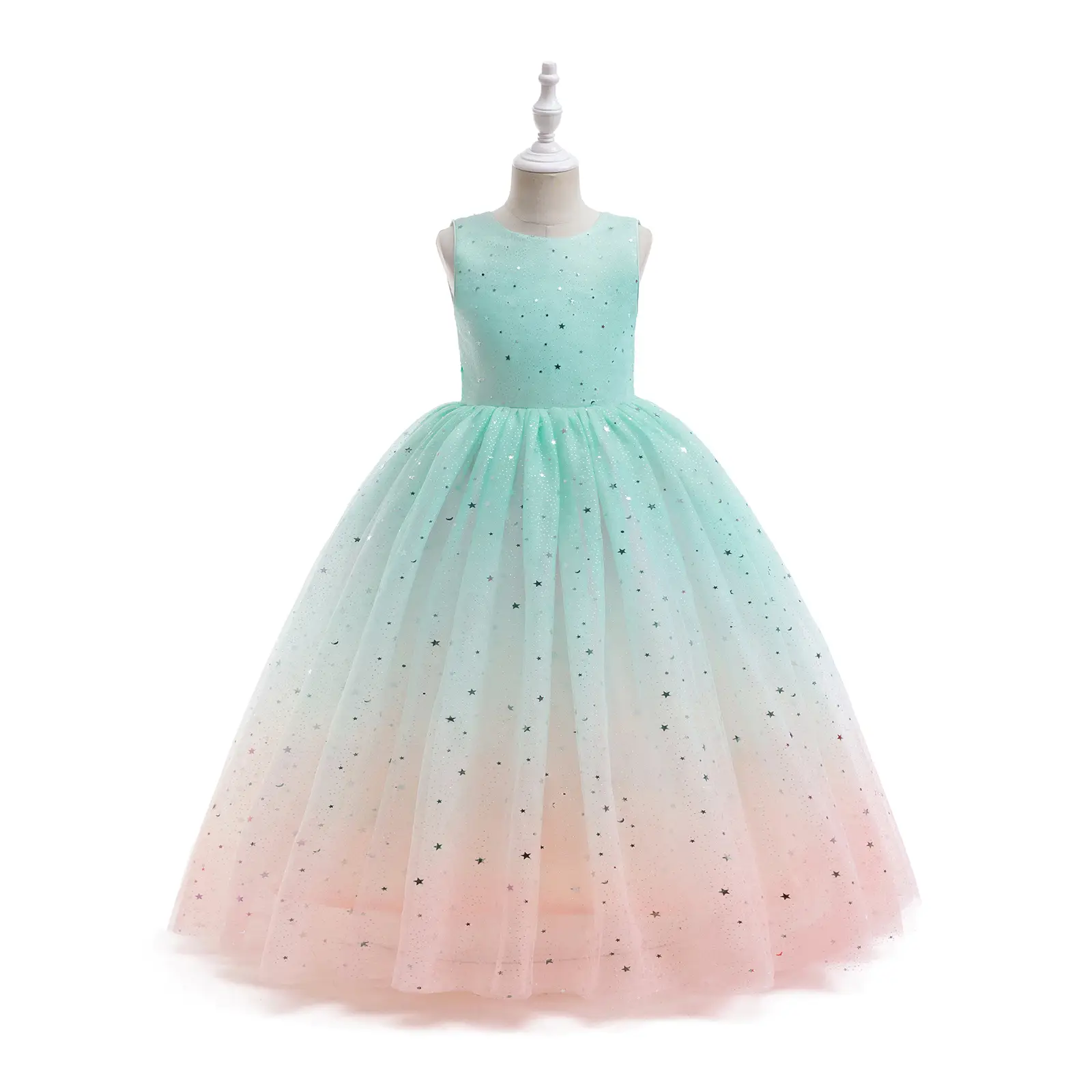 GetWish Flower Girl Dress Wedding Luxury Floral Sleeveless Pageant Birthday Fash...