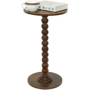 Round Side Table Small Drink Table for Small Spaces Modern Accent Nightstand with Solid Wood Leg for Living Room Bedroom Corners and Office-Rustic Brown