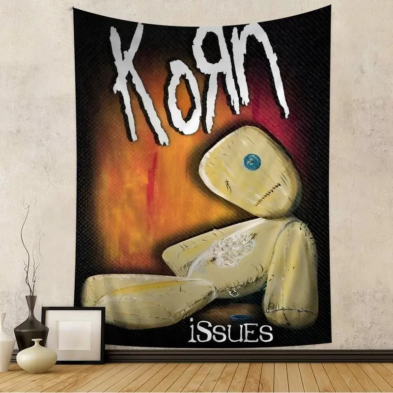 K-Korn rock band Tapestry Anime Tapestry Hanging Tarot Hippie Wall Rugs Dorm Wall Hanging Sheets,Polyester fabric,Birthday/ Valentine's Day/ Boyfriend Girlfriend /Christmas/Halloween GiftsGift,And As a Birthday Present for Family And friend