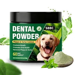 SBBC Dog Dental Powder - Teeth Cleaning & Plaque Off for Dogs, Targets Tartar & Freshens Bad Breath, for All Breeds & Ages, 60-Day Supply
