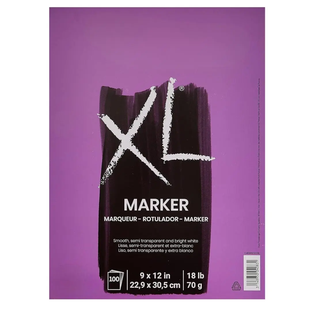 XL Series Marker Paper, Foldover Pad, 9x12 inches, 100 Sheets (18lb/70g) - Artist Paper for Adults and Students
