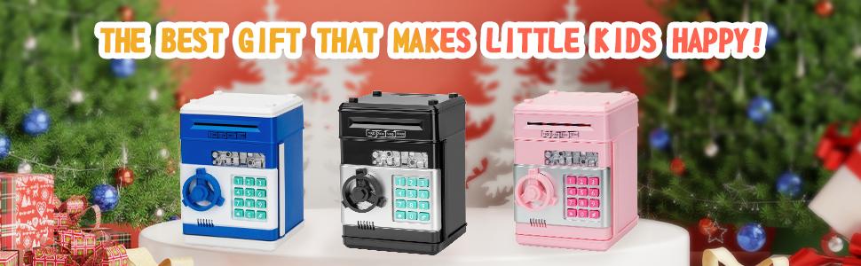 Plastic ATM Piggy Bank for Kids – Electronic Password-Secured Cash Coin Saving Box, Light Home Decor & Gift for Daughters (Pink)