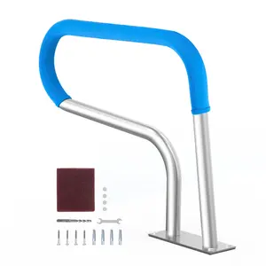VEVOR Pool Handrail,  32 x 23 inch Pool Railing, Stainless Steel with Base Plate for Indoor/Outdoor Pools,Swimming Pool Safety Railing for Decks,Rust-Proof Grab Bar w/ Grip Cover&Accessories for Spas
