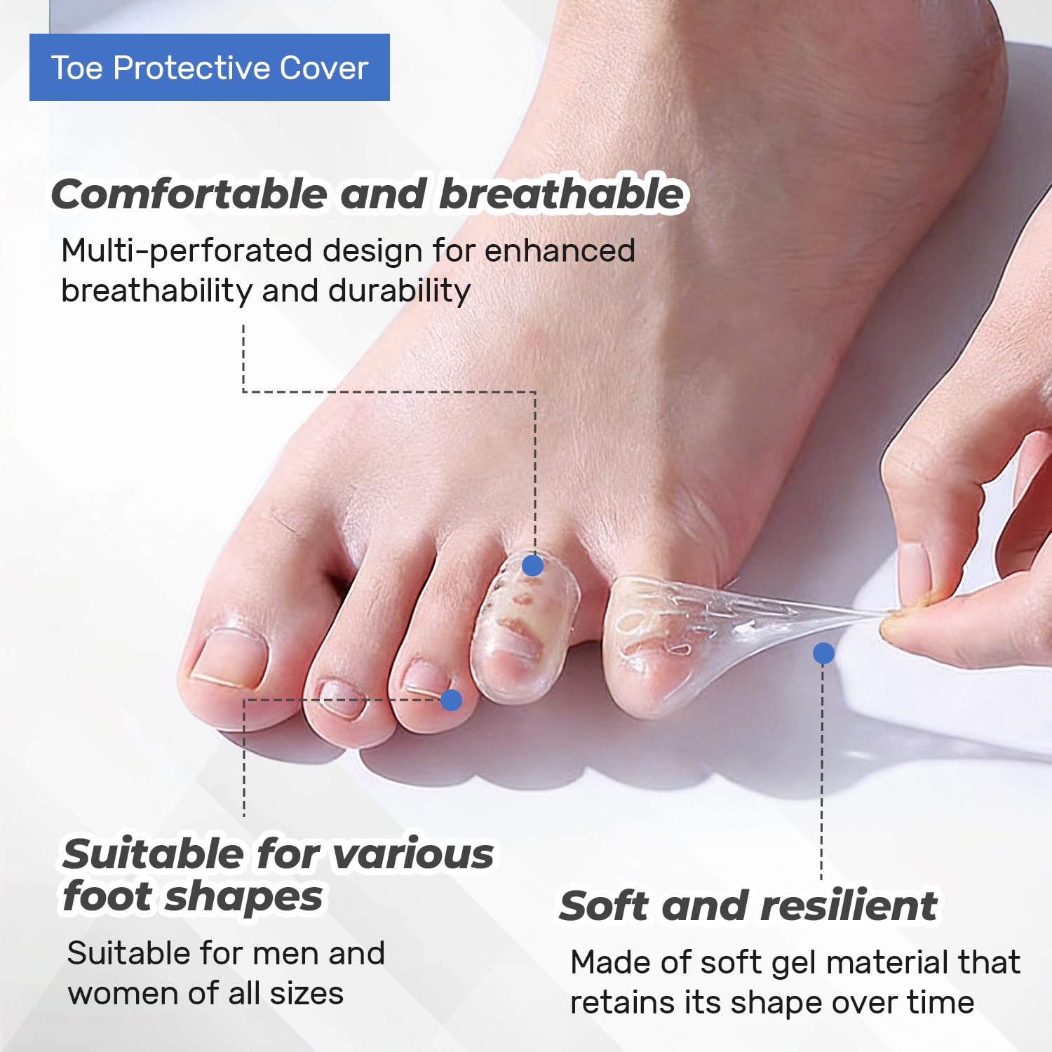 Silicone Toe Protectors 30Pcs, Gel Anti-Friction Toe Protector Breathable Toe Caps Guards for Men Women, Soft Clear Little Toe Covers Silicone Toe Sleeves for Corns, Blisters and Pain Relief