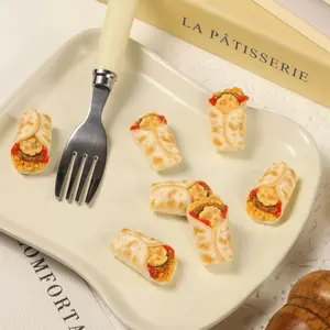 Breakfast Burrito Egg Sausage Patties Realistic Resin Food Charms for Craft DIY Keychains Making