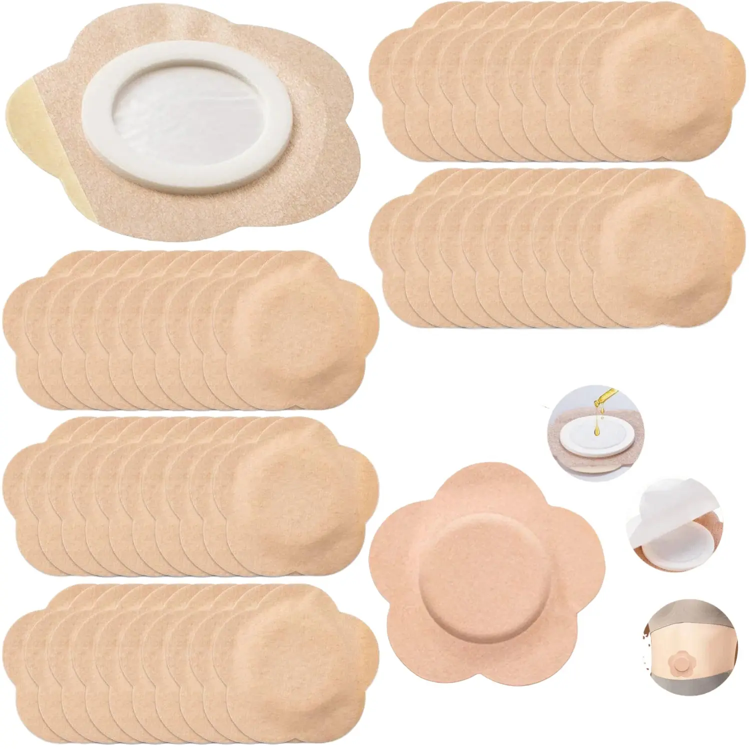 Navel Patch Set, 20 Pieces Non-Woven Belly Button Patches Pack, Women Body Care Products, Tape Fixed, Skincare, Oil-Free Formula
