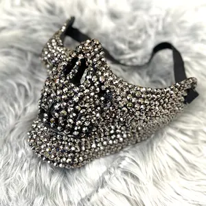 Women Rhinestone Masquerade Party Mask, Mardi Gras Halloween Steampunk Party Masks