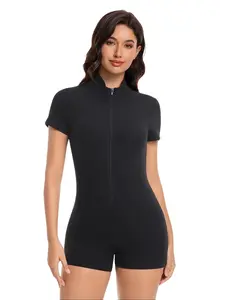 5 Pack Body Suits for Womens Short Sleeve Round Neck Casual Stretchy Basic T Shirt Bodysuit Tops