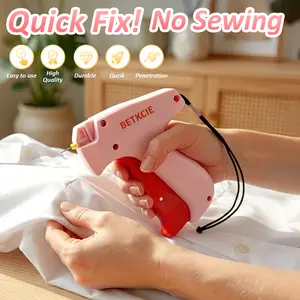 2026 NEW Quick Clothing Fixer Stitch Gun - No-SewHandheld Micro Stitching Tool for Clothes &Hemming, Includes 2000 Fasteners & 6Needles, Pink Emergency Sewing Kit