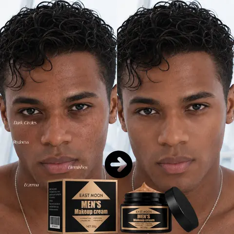 Men's Skin Tint   BB Cream - Concealer Face Cream Warm Golden Yellow Undertone for Medium & Deep Skin, Lightweight, Hydrating, Moisturizing, Natural Coverage, Oil Control, Breathable Texture, Brightening, Blends Dark Spots, No-Makeup Look, Daily Grooming