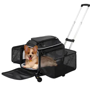 Cozy Cruiser Airline Approved Top-Expanding Pet Carrier on Wheels- Extra Spacious Soft Lined Carrier! 18x11x11 (Expandable Sides)