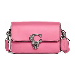 COACH Studio 19 Push-Button Closure Leather Handbag for Women, Pink