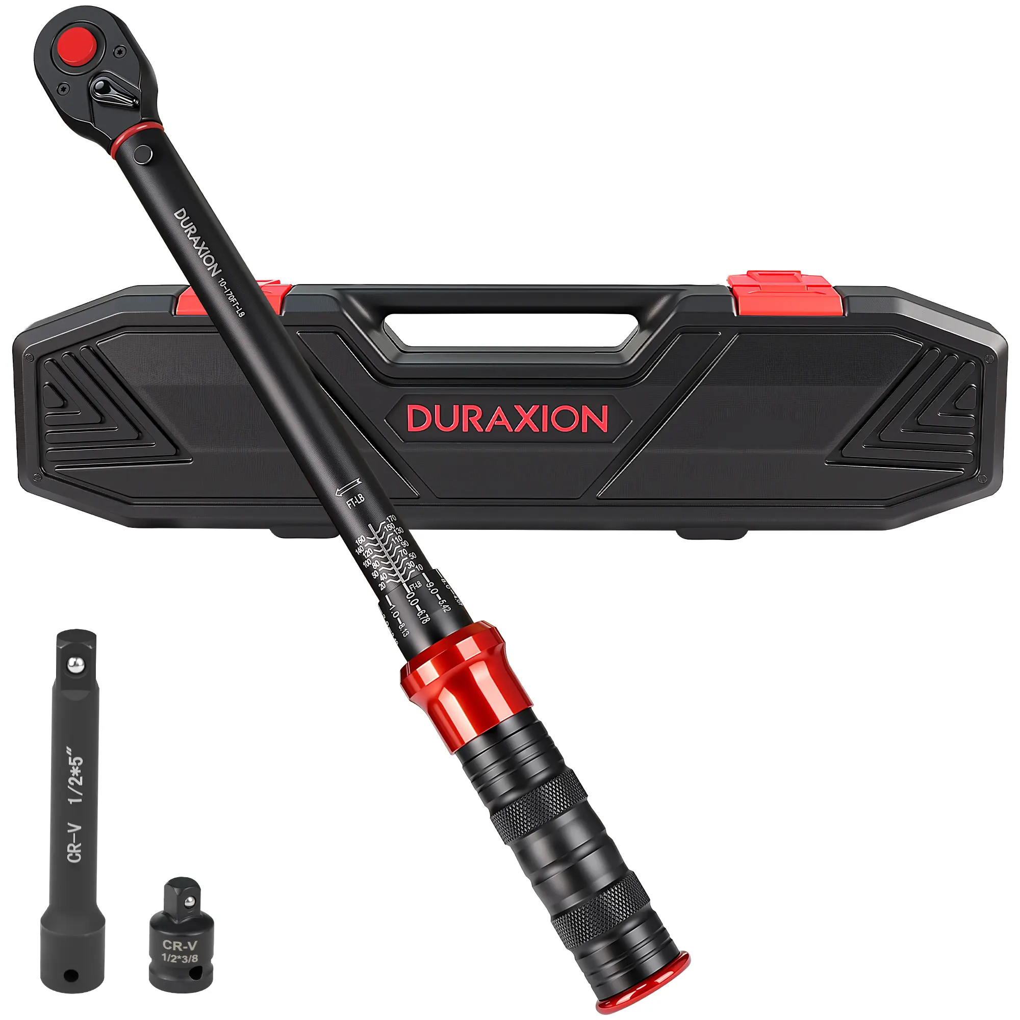 DURAXION 1/4-Inch Drive Torque Wrench 20-240in.lb/2.3-27.1Nm ±3% Precision Dual Direction Torque Wrenches with 72-Tooth Dual Range Scales