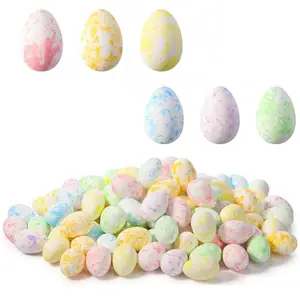 50 Pcs 0.7inch mini Foam Easter Egg for Crafts Small Easter Eggs Artificial Foam Easter Decor for Easter Holiday Game Activities Photo Props Party Decor Home Supplies(White Speckled Style)