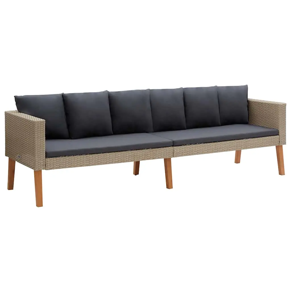 vidaXL 3 Seater Sofa, Outdoor Couch with Cushions, Patio Wicker Furniture, Outdoor Sofa for Backyard Garden Porch, Rustic, PE Rattan Beige 310213