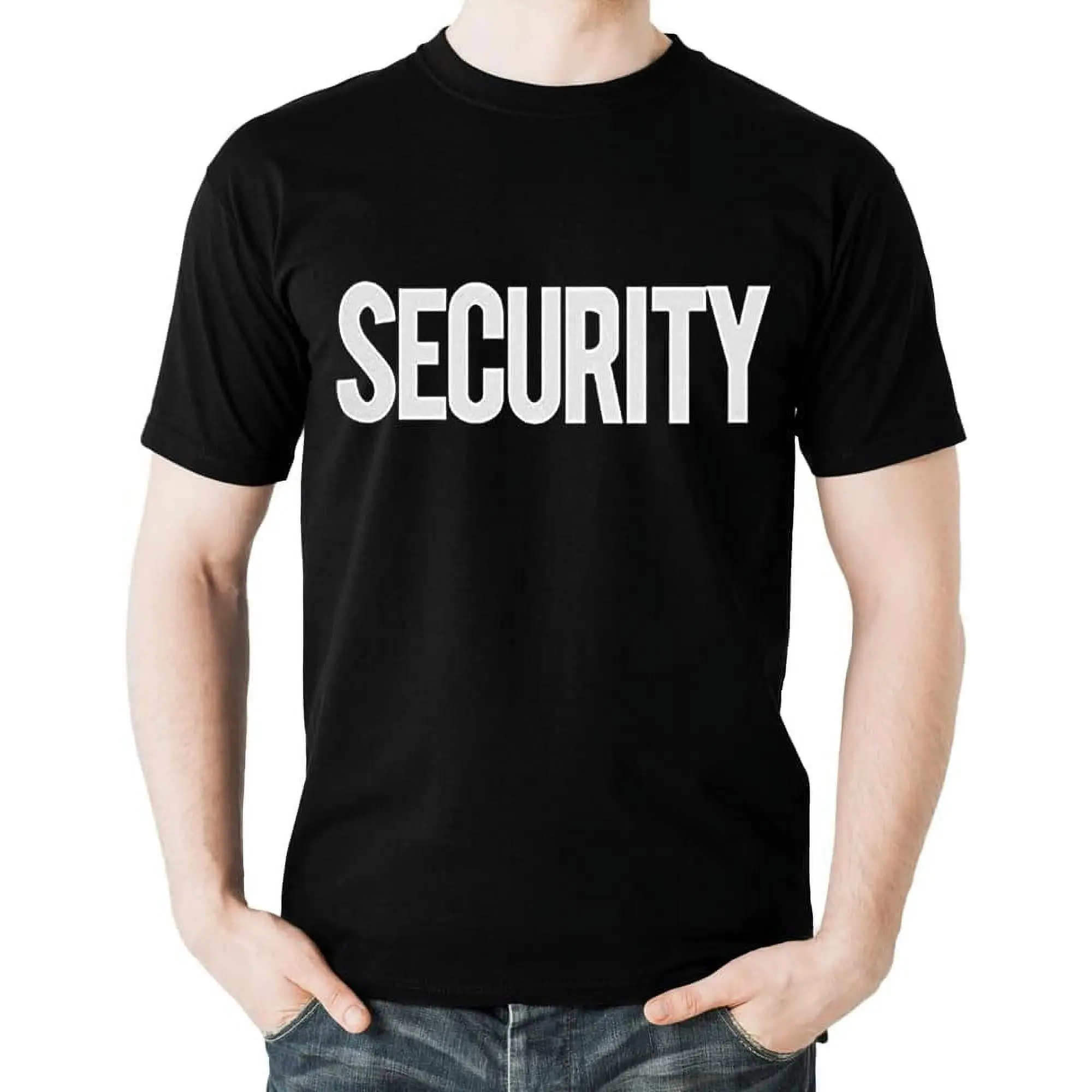 Men's Security Graphic T-Shirt, Classic Relaxed Fit Crewneck Top in Soft 100% Cotton, Comfy & Breathable for Event Staff, Casual, Menswear, Tee, Round, Reinforced