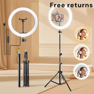 12 Inch Selfie Ring Light with 64" Sturdy Tripod – Video Light Adjustable Warm/Cool/Natural Lighting for Perfect Portrait Photography, TikTok Dances & Live Broadcasts (17"-64" Height)#FathersDayGifts#SummerVibes