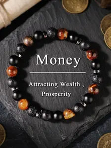 Natural stone volcanic stone tiger eye stone wealth prosperity lucky bracelet sports festival father's day bracelet men's business Premium Bracelet Beaded Bracelets Beads Bracelets Tigers Eye Bracelet